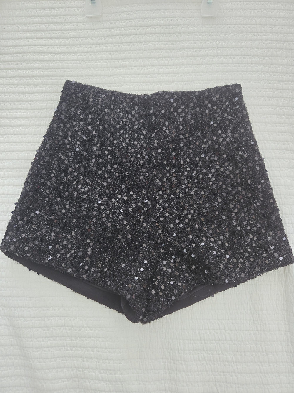 Black Sequin Women's High-Waist Shorts